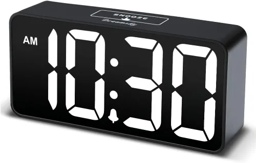 Vista 11 de DreamSky - Reloj despertador digital pequeño para dormitorio con números grandes Electric Bedside Desk Clock with USB Charging Port, Brightness