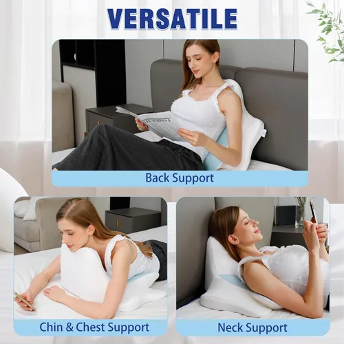 Vista 5 de Almohada de cuello de espuma viscoelástica para dolor de cuello y hombros, almohada ergonómica para dormir boca abajo, almohada de apoyo cervical