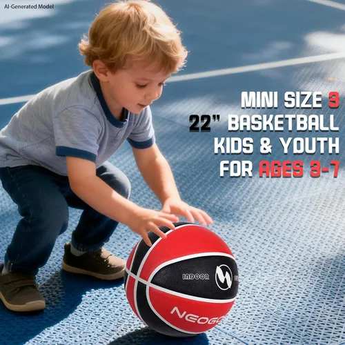 Vista 3 de Pelota de baloncesto para niños y jóvenes tamaño 4/5 25.5/27.5", Pelota de baloncesto de goma gruesa y duradera de alto rebote NEOGOAT tamaño 4/5