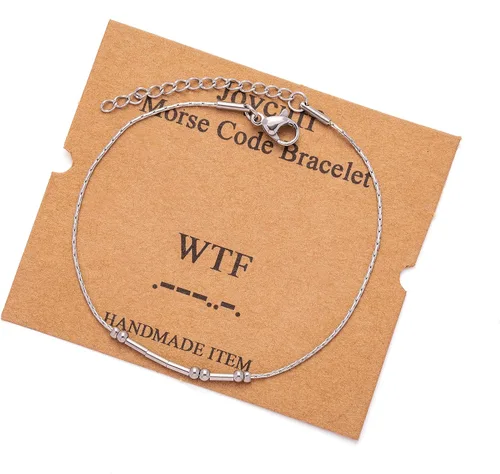 Vista 236 de JoycuFF Pulseras inspiradoras de código morse para mujeres, cuentas de plata, joyería con mantra de motivación, regalos para ella