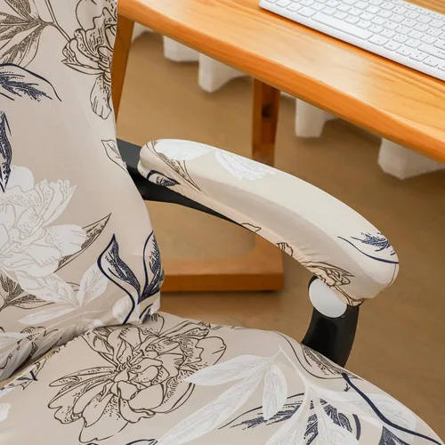 Vista 5 de FORCHEER Funda para silla de juegos con fundas para reposabrazos, diseño floral, 4 piezas, elásticas, para silla de computadora, juego de fundas