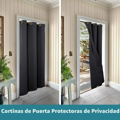 Vista 4 de BGment Cortina de puerta para puerta, cortina de armario para armario abierto, cortina opaca de privacidad con ojales con aislamiento térmico, 1