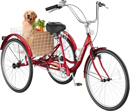 Vista 11 de Betterland Triciclo para adultos de 24/26 pulgadas, triciclo cómodo con canasta grande, bicicleta de crucero estable de 3 ruedas para compras