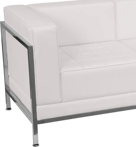 Vista 5 de Flash Furniture HERCULES Imagination Series Sofá contemporáneo de LeatherSoft blanco con marco de revestimiento