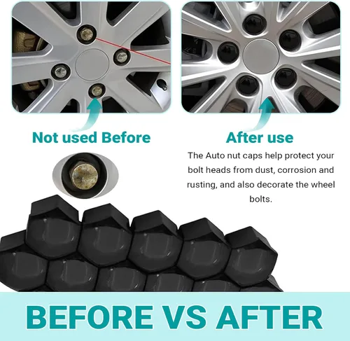 Vista 6 de 20 fundas para tuercas de rueda de automóvil, cubierta decorativa de pernos de rueda de 0.67 pulgadas con herramienta de extracción, tapas
