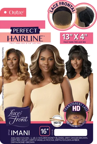 Vista 5 de Outre Peluca con encaje frontal - Línea de cabello perfecta 13X4 - Imani (Marrón oscuro 2)