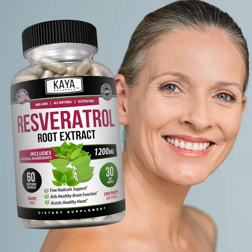 Vista 8 de Kaya Naturals - Cápsulas de resveratrol - Suplemento antienvejecimiento - Antioxidantes con apoyo cerebral - Beneficios máximos - 60 cápsulas