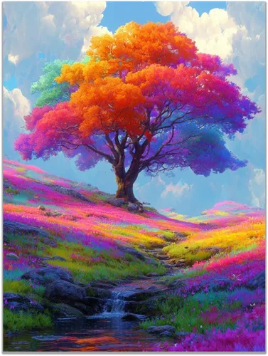 Vista 18 de VOCBAN Tree of Life Wall Art The Picture Artwork Canvas Prints Tree Pictures Poster Retro Artwork for Bedroom Living Room Home Decoration(blue blue