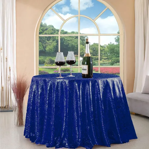 Vista 86 de Manteles redondos de lentejuelas negros para fiestas, de 121,9 cm, mantel redondo de purpurina ajustado, pequeño, lindo y dulce, para boda