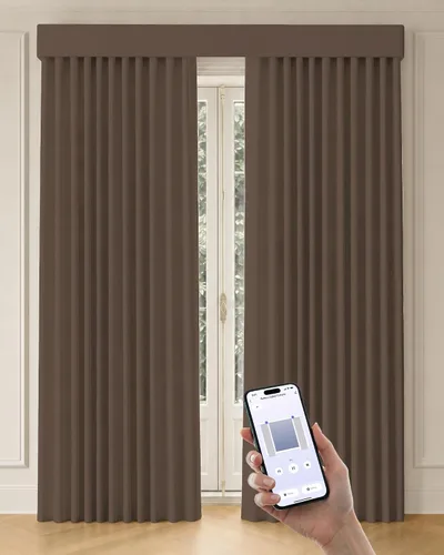 Vista 9 de Graywind Cortinas motorizadas con riel, cortinas inteligentes para oscurecer la habitación, cortinas cableadas compatibles con control remoto Alexa