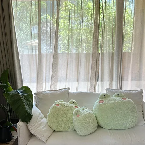 Vista 4 de Almohada de felpa de rana, adorable animal de peluche de rana (15 * 14 pulgadas), decoración de cojín para el hogar, almohada para abrazar de felpa
