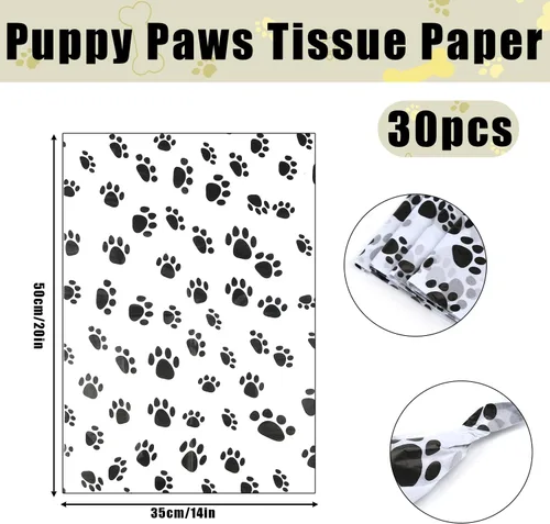 Vista 2 de 30 hojas de papel de seda, papel de seda de pata de perro de 20 x 14