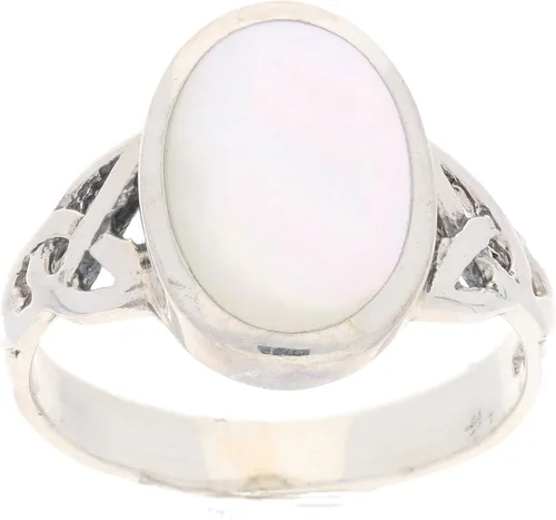 Vista 2 de Anillo de plata de ley con incrustaciones de nácar celta (tallas 5, 6, 7, 8, 9, 10)