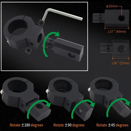 Vista 2 de Kits de Abrazaderas de Soporte de Montaje para Barra de Luces LED Mini 360 Grados 0.75" 1" 1.25" 2 Piezas Abrazadera de Tubo de Barra Vertical