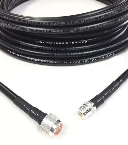 Vista 2 de Custom Cable Connection 1 pie LMR-400 N macho a N hembra extensión Times Microondas LMR400 50 Ohm cable coaxial de baja pérdida de antena para radio