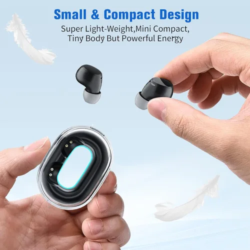 Vista 2 de Mini auriculares invisibles pequeños inalámbricos Bluetooth de perfil bajo más pequeños micro discretos auriculares ocultos para pequeños canales