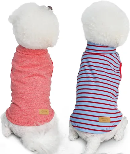 Vista 10 de KYEESE Paquete de 2 suéteres para perro, abrigo para mascotas, cuello alto, ropa elástica para perros, suéteres súper suaves para perros pequeños 1#