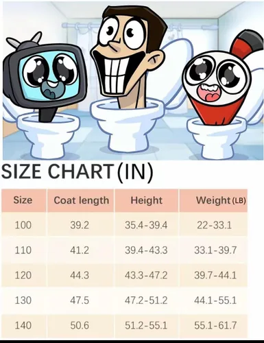Vista 5 de Skibidi - Disfraz de inodoro para niños, disfraz de Halloween para fiesta de cosplay, body con gorro, traje de juego de dibujos animados para niños