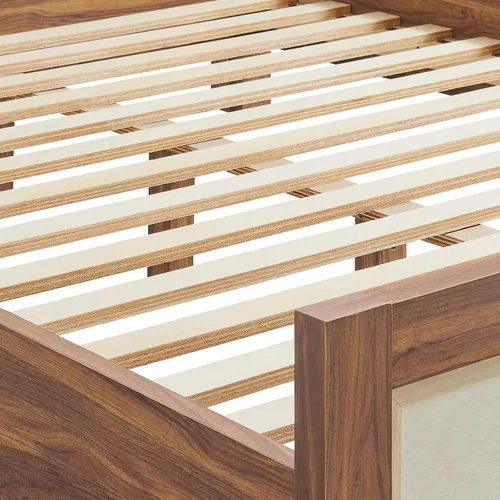 Vista 9 de Modway Capri Mid-Century - Cama de tamaño Queen moderna en nogal con cabecero y estribo