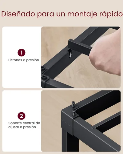 Vista 5 de VASAGLE Base de cama de metal tamaño individual de 14 pulgadas de alto, capacidad de peso de 550 libras, no necesita somier, con almacenamiento
