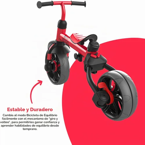 Vista 5 de Yvolution Y Velo Flippa - Triciclo convertible a bicicleta de balance 4 en 1 para pequeños de 2 a 5 años Rojo