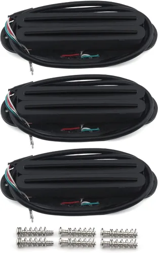 Vista 12 de FLEOR Pastilla de guitarra Humbucker de doble riel caliente con tamaño de bobina simple (12-13K), negra