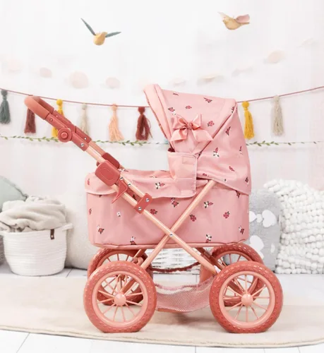 Vista 6 de Bayer Diseño: Cochecito de muñeca Trendy - Rosa y flores - Play Push Cochecito, bolso, mango ajustable, plegable, accesorio para el cuidado