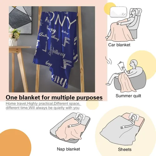 Vista 5 de Manta de bebé azul personalizada con nombre para niño, manta de bebé personalizada con nombre que recibe manta floral para bebés, recién nacidos