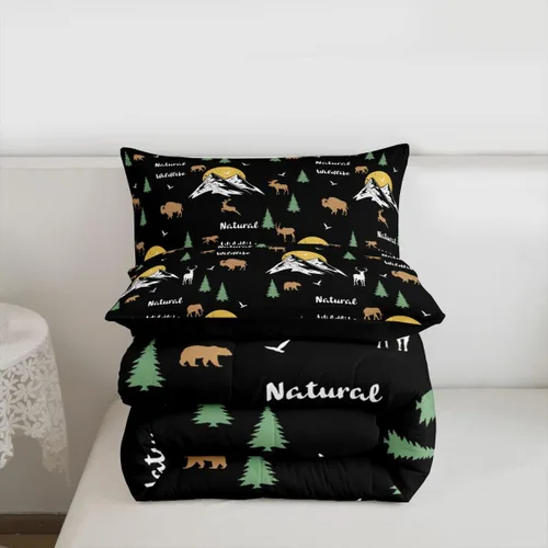 Vista 7 de Erosebridal Happy Camping - Edredón tamaño individual para niños, juego de ropa de cama de animales del bosque del bosque para bebés, niños y niñas