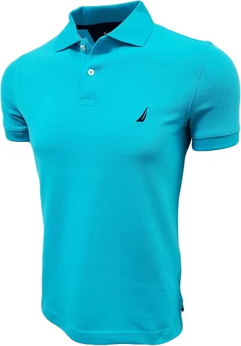 Vista 3 de Nautica Polo de piqué de algodón sólido de manga corta para hombre