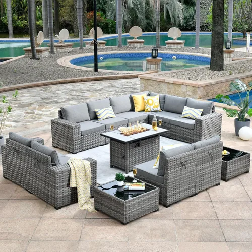 Vista 51 de HOOOWOOO Outdoor Patio Sectional Furniture Sofa Set with Widened Armrest,6 Piece Small Modern Wicker Couch,Modular L Shaped Conversation Seating Set