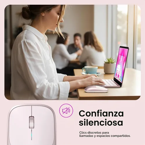 Vista 5 de Satechi Ratón inalámbrico Slim EX, Bluetooth y 2.4 GHz, clics silenciosos, rubor