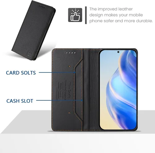 Vista 2 de Funda compatible con Sharp Aquos R1, compatible con Sharp Aquos R SHV39 SH-03J con cierre magnético, ranura para tarjetas, color negro