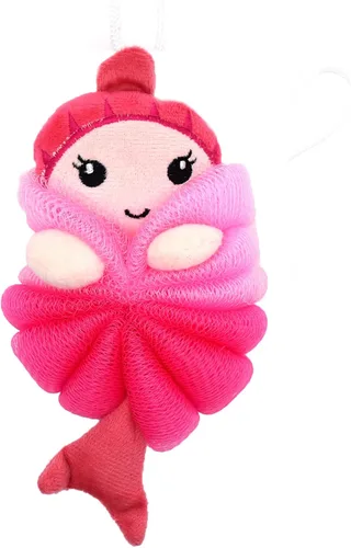 Vista 6 de Pelotas de baño con diseño de unicornio para niños y niñas, de malla, puf, esponja de baño exfoliante, limpiador corporal, accesorios de baño