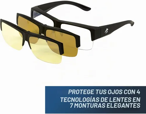 Vista 5 de Eagle Eyes 3in1 SuperSight Interchangeable Magnetic Multi-Lens System - Sun/Night/Computer - Polarized/UV and Blue Light Blocking Lenses