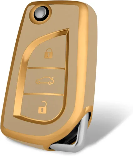 Vista 27 de Compatible con funda para llavero Toyota con patrón dorado, TPU suave, protección de 360 grados, para llave inteligente Fortuner Tundra Camry RAV4