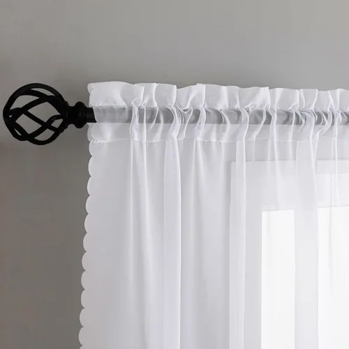Vista 3 de MYSTIC-HOME Juego de cortinas de niveles transparentes blancas para cocina de 24 pulgadas de largo, tratamiento de cortinas para ventanas pequeñas