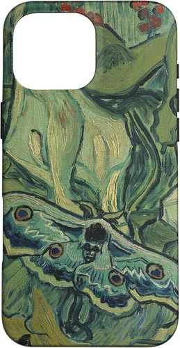 Vista 18 de iPhone 13 gran polilla pavo real de Vincent van Gogh, insecto en una caja de jardín