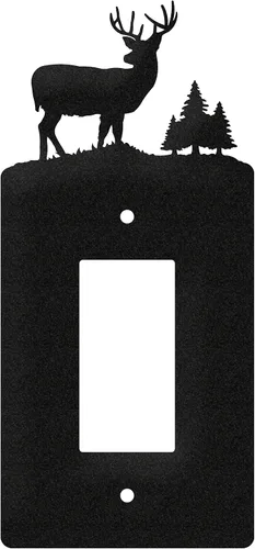 Vista 7 de SWEN Products Deer Wildlife - Cubierta para placa de pared (interruptor doble, negro)