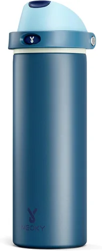 Vista 59 de Botella de agua de 24 onzas para el día de San Valentín: Botella de agua de acero inoxidable Meoky con popote y tapa de boquilla, a prueba de fugas