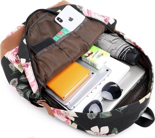 Vista 4 de Abshoo - Mochila de lona con lunares, juego de 3 mochilas para adolescentes y niñas