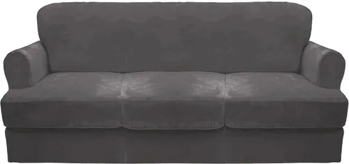 Vista 28 de CUCRAF Funda para sofá con cojines de 3 piezas, fundas deslizantes de terciopelo suave y grueso para sofá de la sala de estar, protector de muebles
