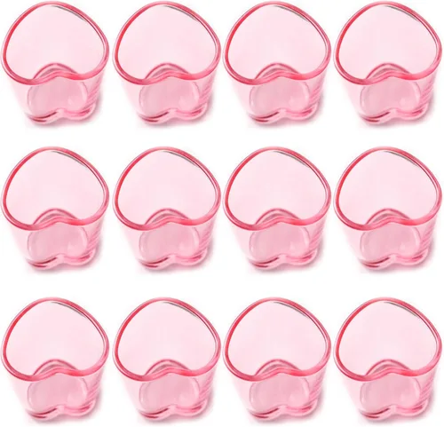 Vista 7 de Juego de vasos de chupito con forma de corazón, lindo vaso de chupito rosa para accesorios de carrito de bar, 1.5 onzas (6, azul)