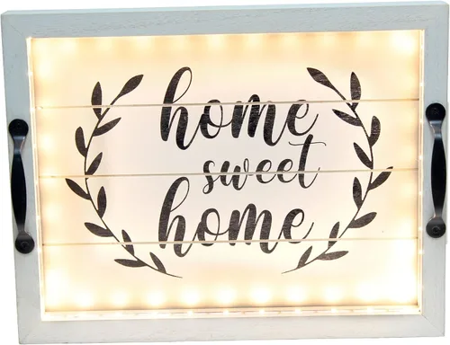 Vista 40 de Elegant Designs HG2013-GBL Bandeja de Servir Redonda de Madera Decorativa de Navidad de 13.75'' con Asas, Verde Believe Lavado verde "Believe
