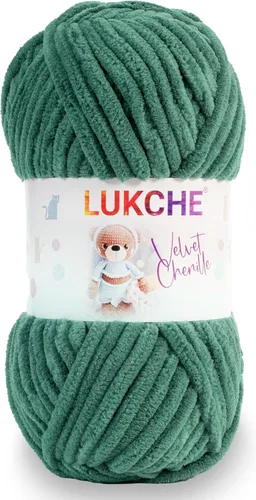 Vista 42 de Hilado de chenilla de terciopelo para amigurumi y punto de crochet súper voluminoso 100 gr (69,0 m) (Grosor del hilo 8 mm) (Verde espárrago) 1