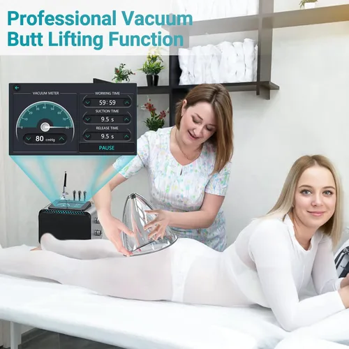 Vista 3 de MYSWEETY Máquina de terapia al vacío, juegos de terapia de ventosas 3 en 1, máquina profesional para el cuidado de la piel facial con pistola