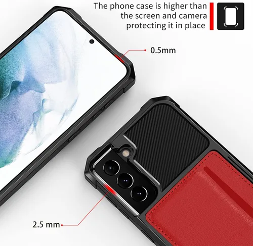 Vista 7 de Asuwish Funda de teléfono para Samsung Galaxy S21 Plus S21+ 5G con protector de pantalla de vidrio templado, soporte delgado para tarjeta