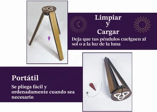 Vista 4 de Trinqueta - Soporte de péndulo de madera para trípode de radiestesia, soporte de péndulo para tablero de péndulo de 10 pulgadas, máquina