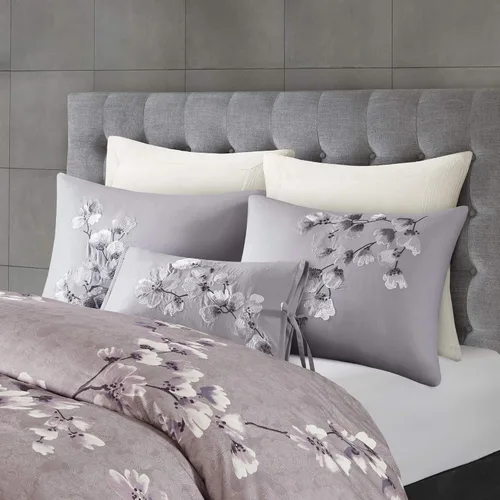 Vista 4 de N Natori Sakura - Almohada decorativa oblonga de algodón bordada, 12 x 20 pulgadas, 12 x 20 pulgadas