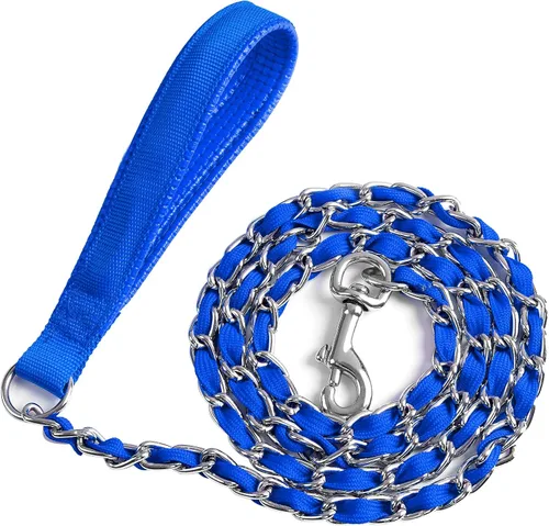 Vista 10 de Correa de Cadena para Perro a Prueba de Mordeduras, Correa de Cadena de Metal y Cuerda de Nylon para Perro con Mango Acolchado, Correas Resistentes